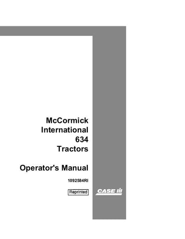 Case IH McCormick International 634 Tractor Operator’s Manual 1092584RI - Manual labs