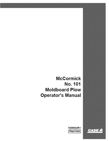 Case IH #101 Moldboard Plow used on 100 ,130 ,140 Tractor Operator`s Manual 1005932R1 - Manual labs