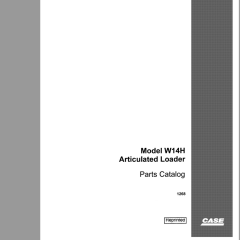 Case W14H Articulated Loader Parts Catalog Manual - PDF File Download