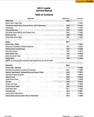 Case 821C Wheel Loader Service Repair Manual 7-13051