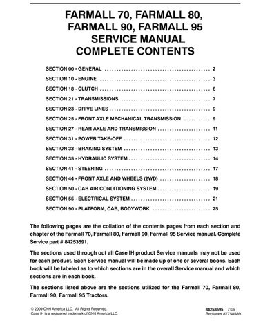 Case IH 70, 80, 90, 95 Farmall Tractor Manual