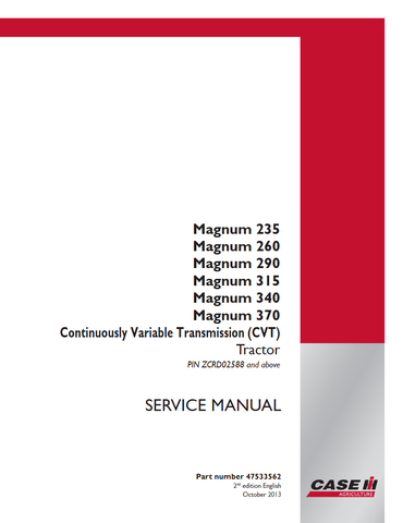 Case IH Magnum 235, 260, 290, 315, 340, 370 Continuously Variable Transmission (CVT) Tractor Service Repair Manual 47533562