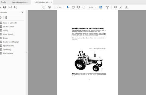 CASE IH TRACTOR 1190 OPERATOR’S MANUAL 9-9125 - PDF FILE