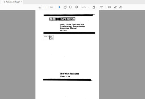 CASE IH TRACTOR 1690 TURBO-4WD SYNCHROMESH TRANSMISSION OPERATOR’S MANUAL 9-7505 - PDF FILE