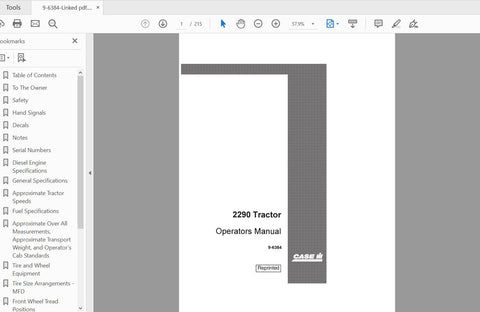 CASE IH TRACTOR 2290 OPERATOR’S MANUAL 9-6384 - PDF FILE