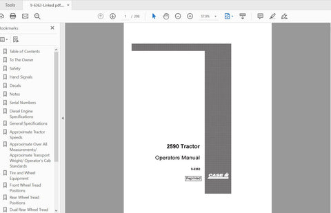 CASE IH TRACTOR 2590 OPERATOR’S MANUAL 9-6363 - PDF FILE
