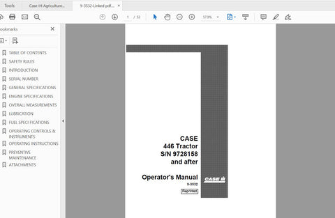 CASE IH TRACTOR 446 OPERATOR’S MANUAL 9-3532 - PDF FILE