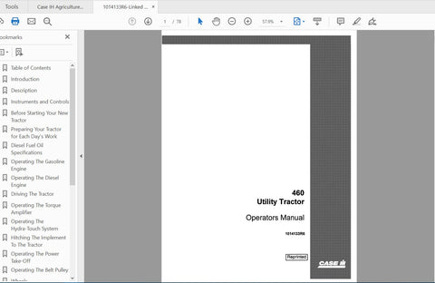 CASE IH TRACTOR 460 UTILITY OPERATOR’S MANUAL 1014133R6 - PDF FILE
