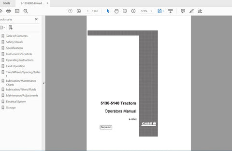 CASE IH TRACTOR 5130, 5140 COMPLETE OPERATOR’S MANUAL 9-13742 - PDF FILE
