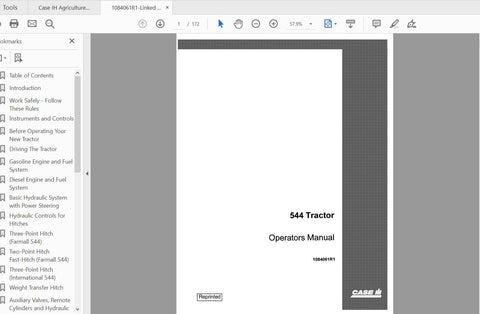 CASE IH TRACTOR 544 OPERATOR’S MANUAL 1084061R1 - PDF FILE