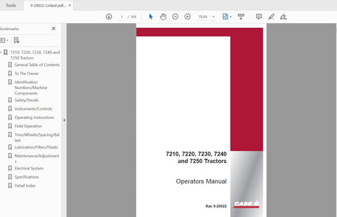 CASE IH TRACTOR 7210, 7220, 7230, 7240 AND 7250 - 9-29022 OPERATOR’S MANUAL - PDF FILE