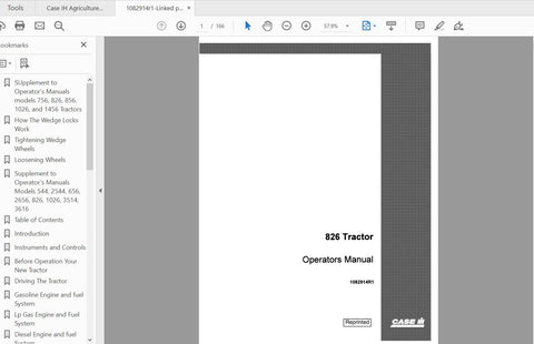CASE IH TRACTOR 826 OPERATOR’S MANUAL 1082914R1 - PDF FILE