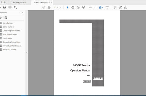 CASE IH TRACTOR 930 (COMFORT KING) DIESEL OPERATOR’S MANUAL 9-964 - PDF FILE