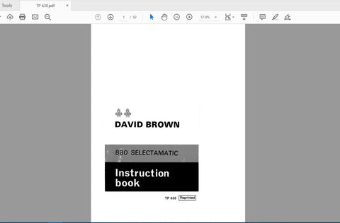 CASE IH TRACTOR DAVID BROWN 880 SELECTAMATIC TP 630 OPERATOR’S MANUAL - PDF FILE