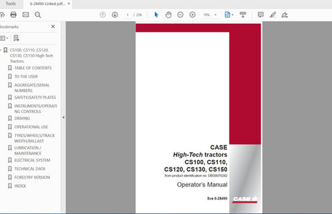 CASE IH TRACTOR HIGH-TECH CS100, CS110, CS120, CS130, CS150 6-28490 OPERATOR’S MANUAL - PDF FILE
