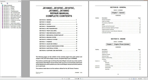 CASE IH TRACTOR JX1060C JX1070C JX1075C JX1085C JX1095C SERVICE MANUAL 87393635 - PDF FILE