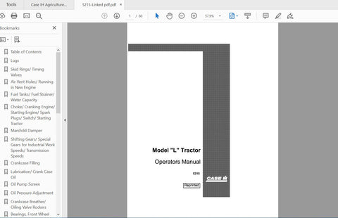 CASE IH TRACTOR L 5215 OPERATOR’S MANUAL - PDF FILE