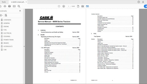 CASE IH TRACTOR MXM 120,130,140,155,175,190 SERVICE MANUAL 6–66000 - PDF FILE