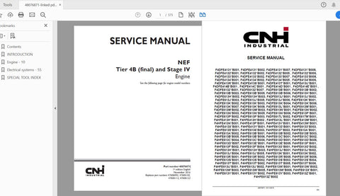 CASE IH TRACTOR NEF TIER 4B (FINAL), STAGE IV ENGINE SERVICE MANUAL 48076871 - PDF FILE