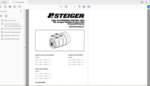 CASE IH TRACTOR ORB25-STEERING CONTROL UNIT BC,COUGER,PANTHER, LION 1000 SERVICE MANUAL 37-153 - PDF FILE