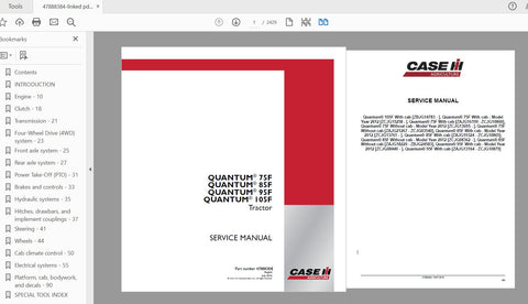 CASE IH TRACTOR QUANTUM 75F, QUANTUM 85F, QUANTUM 95F, QUANTUM 105F SERVICE MANUAL 47888390 - PDF FILE
