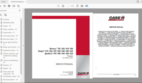 CASE IH TRACTOR ROWTRAC QUADTRAC_STEIGER 370, 420, 470, 500, 540, 580, 620 SERVICE MANUAL 47924544 - PDF FILE