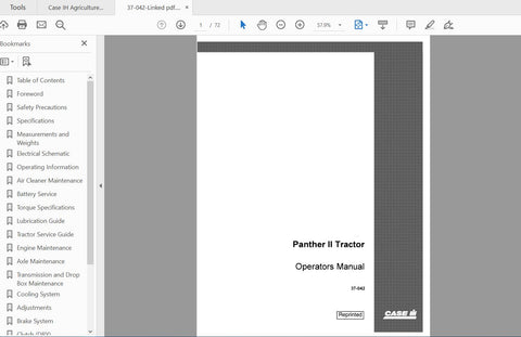 CASE IH TRACTOR STEIGER PANTHER II 37-042 OPERATOR’S MANUAL - PDF FILE