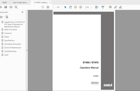 CASE IH TRACTOR STEIGER ST450 AND ST470 TIGER 37-062R1 OPERATOR’S MANUAL - PDF FILE