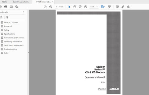 CASE IH TRACTOR STEIGER SERIES IV CS & KS MODELS 37-124 OPERATOR’S MANUAL - PDF FILE