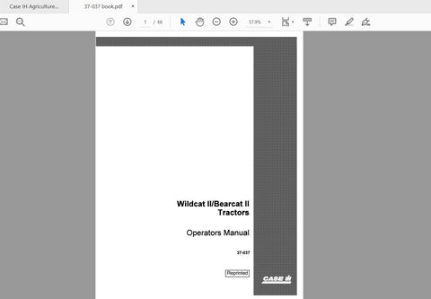 CASE IH TRACTOR WILDCAT SUPER WILDCAT II BEARCAT II 37-037 OPERATOR’S MANUAL - PDF FILE