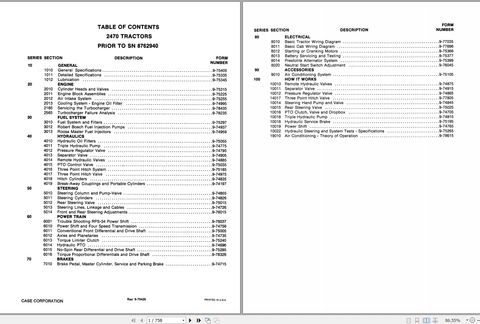 CASE TRACTOR 2470 SERIES SERVICE MANUAL 9-75275R0 - PDF FILE
