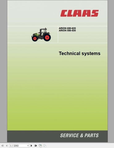 CLAAS ARION 650-620, 550-530 TECHNICAL SYSTEM, SERVICE MANUAL - PDF FILE