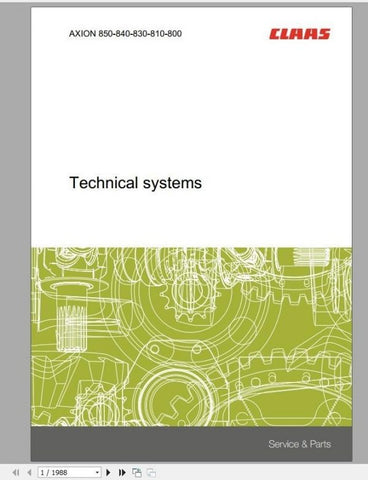 CLAAS ARION 850, 840, 830, 810, 800 TECHNICAL SYSTEM, SERVICE MANUAL - PDF FILE