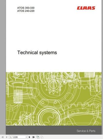 CLAAS ATOS 350-330, 240-220 TECHNICAL SYSTEM SERVICE MANUAL - PDF FILE