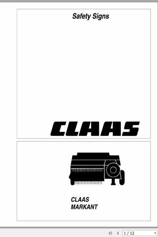CLAAS BALER MARKANT OPERATOR’S MANUAL - PDF FILE