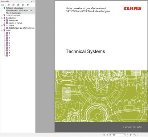 CLAAS CAT ENGINE C9.3 C13 TIER 4I  00 0300 769 1 TECHNICAL SYSTEMS MANUAL - PDF FILE