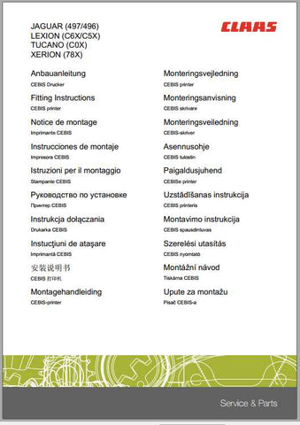 CLAAS COMBINES JAGUAR LEXION TUCANO XERION FITTING INSTRUCTION MANUAL - PDF FILE