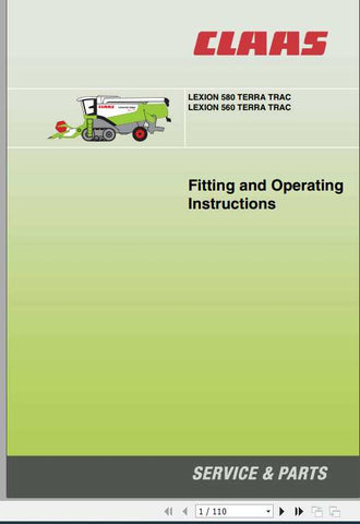 CLAAS COMBINES LEXION 580 TERRA TRAC 560 TERRA TRAC FITTING INSTRUCTION MANUAL - PDF FILE