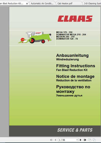 CLAAS COMBINES MEGA MEDION 310-370 FITTING INSTRUCTION MANUAL - PDF FILE