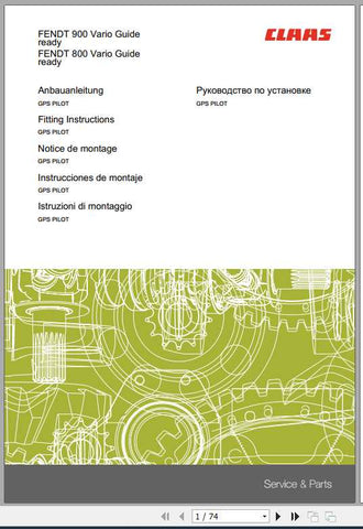 CLAAS FENDT 900 VARIO GUIDE READY FENDT 800 VARIO GUIDE READY FITTING INSTRUCTION MANUAL - PDF FILE