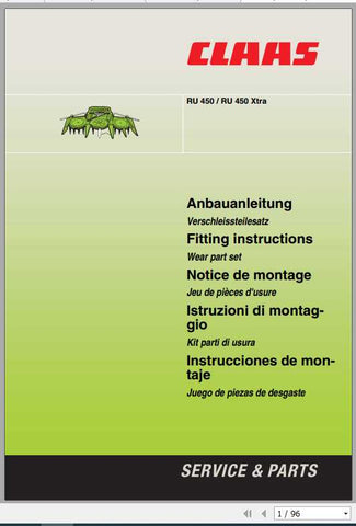 CLAAS FORAGE HARVESTERS RU 450 RU 450 XTRA FITTING INSTRUCTION MANUAL - PDF FILE