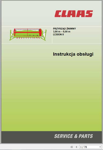 CLAAS LEXION 3,90 M – 9,00 M OPERATOR’S MANUAL - PDF FILE