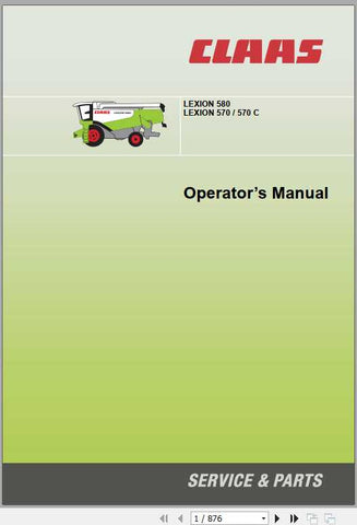 CLAAS LEXION 580, 570, 570C OPERATOR’S MANUAL - PDF FILE