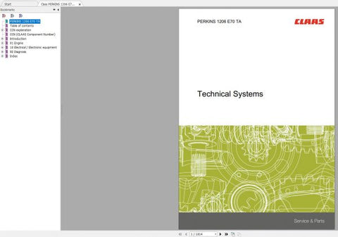 CLAAS PERKINS 1206 E70 TA TECHNICAL SYSTEM, SERVICE MANUAL - PDF FILE
