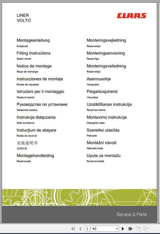 Discover the essential CLAAS TEDDERS LINER VOLTO Fitting Instruction Manual, now available in a convenient PDF format. This comprehensive guide is designed to assist you in the proper assembly and maintenance of your CLAAS equipment, ensuring optimal performance and longevity.
