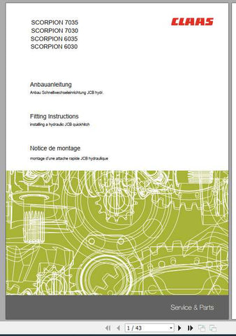 CLAAS TELEHANDLERS SCORPION 7035 (415-15K23) FITTING INSTRUCTION MANUAL - PDF FILE