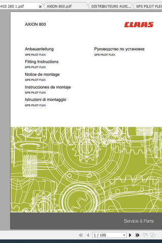 CLAAS TRACTOR AXION 800 FITTING INSTRUCTION MANUAL - PDF FILE