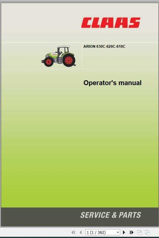 CLAAS TRACTOR ARION 630C-610C OPERATOR’S MANUAL - PDF FILE