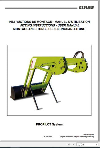 CLAAS TRACTOR PROPILOT SYSTEM FITTING INSTRUCTION MANUAL - PDF FILE