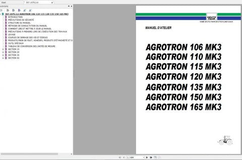 DEUTZ-FAHR AGROTRON 106, 110, 115, 120, 135, 150, 165 MK3 WORKSHOP MANUAL - PDF FILE